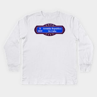 Avenida Republica De Cuba Ybor City Kids Long Sleeve T-Shirt